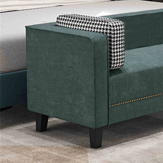 Hedendaagse donkergroene bank Tuxedo Arm Faux Leather Lederen Room Band