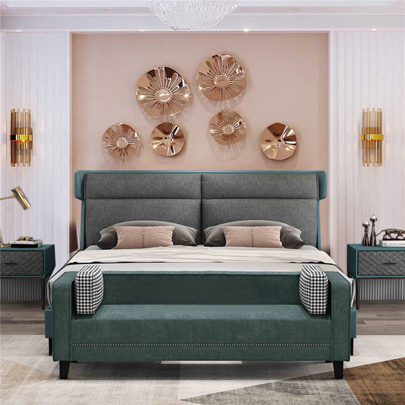 Hedendaagse donkergroene bank Tuxedo Arm Faux Leather Lederen Room Band