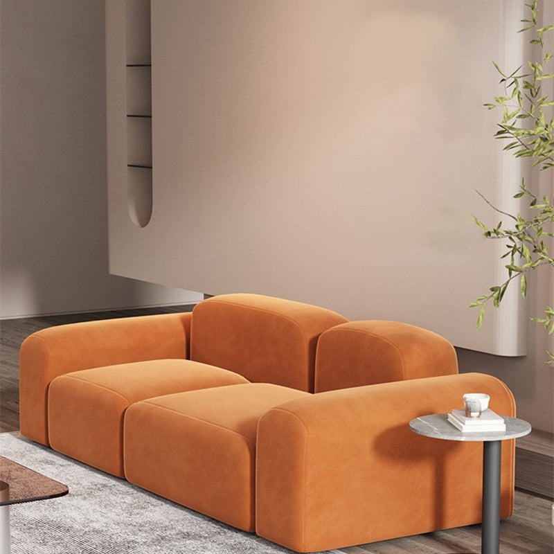 スクエアアームソファコンテンポラリーシンプルなベルベットのオレンジのシンプルなベルベットシート