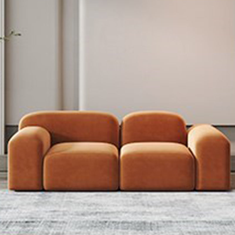 スクエアアームソファコンテンポラリーシンプルなベルベットのオレンジのシンプルなベルベットシート