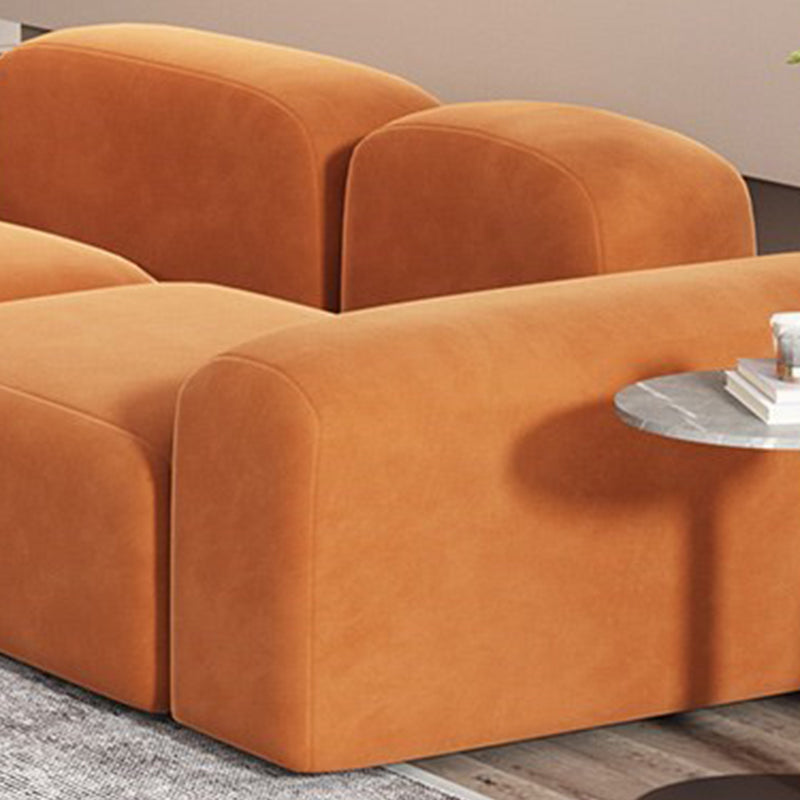 スクエアアームソファコンテンポラリーシンプルなベルベットのオレンジのシンプルなベルベットシート