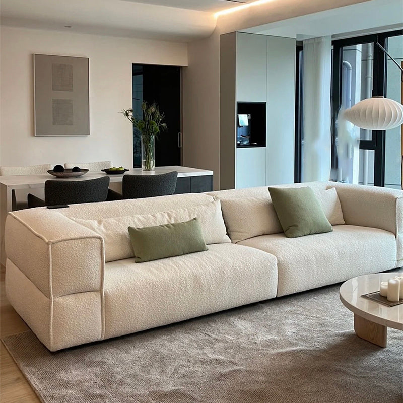 White Wool Tuxedo Arm Sofa 42.51" Wide Contemporary Standard Sofa