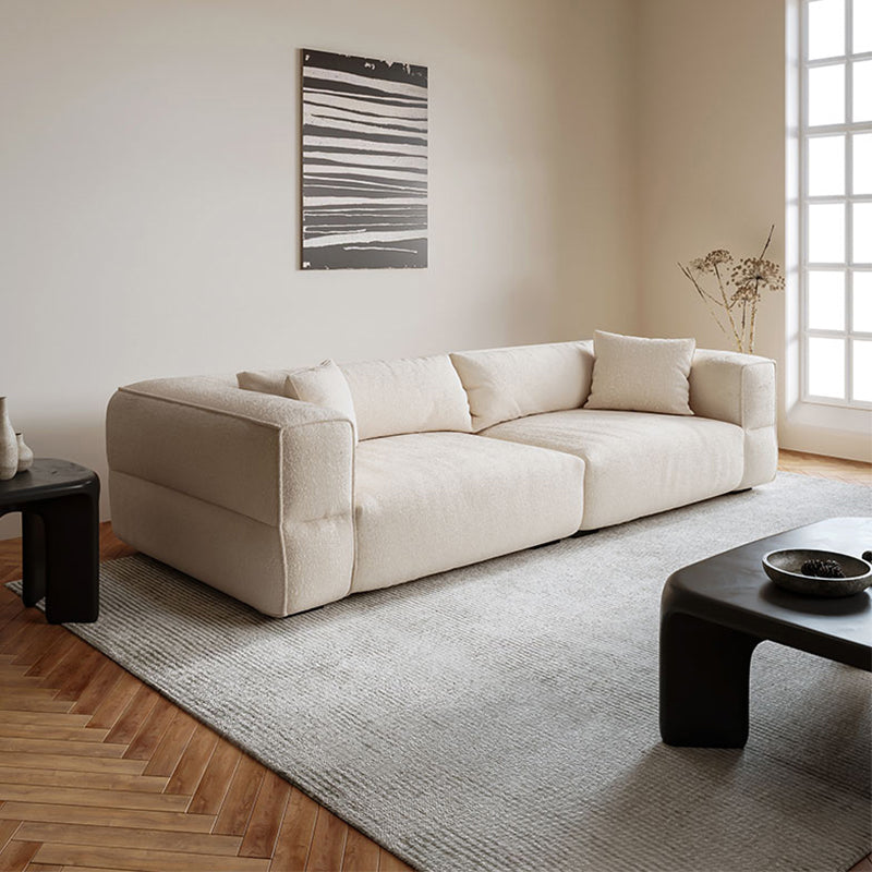 White Wool Tuxedo Arm Sofa 42.51" Wide Contemporary Standard Sofa