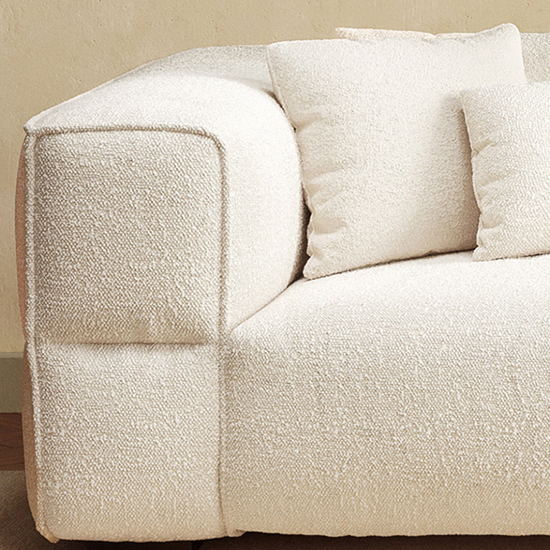 White Wool Tuxedo Arm Sofa 42.51" Wide Contemporary Standard Sofa