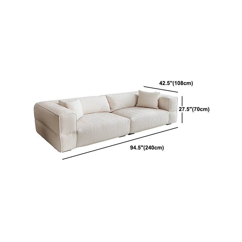White Wool Tuxedo Arm Sofa 42.51" Wide Contemporary Standard Sofa