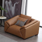 Orange Faux Ledersofa moderne Kissen -Oberarm -Sofa mit Kissen