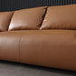 Orange Faux Ledersofa moderne Kissen -Oberarm -Sofa mit Kissen