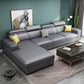 Adjustable Head Pillow Sectional with Square Arm,Faux Leather 4-Seater Sectional Grey Left Clearhalo 'furn' 'furn_sectionals' 'Furniture' 'Living Room Furniture' 'Sectionals' 5822735