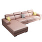 Adjustable Head Pillow Sectional with Square Arm,Faux Leather 4-Seater Sectional Pink Left Clearhalo 'furn' 'furn_sectionals' 'Furniture' 'Living Room Furniture' 'Sectionals' 5822739