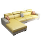 Adjustable Head Pillow Sectional with Square Arm,Faux Leather 4-Seater Sectional Yellow Left Clearhalo 'furn' 'furn_sectionals' 'Furniture' 'Living Room Furniture' 'Sectionals' 5822740