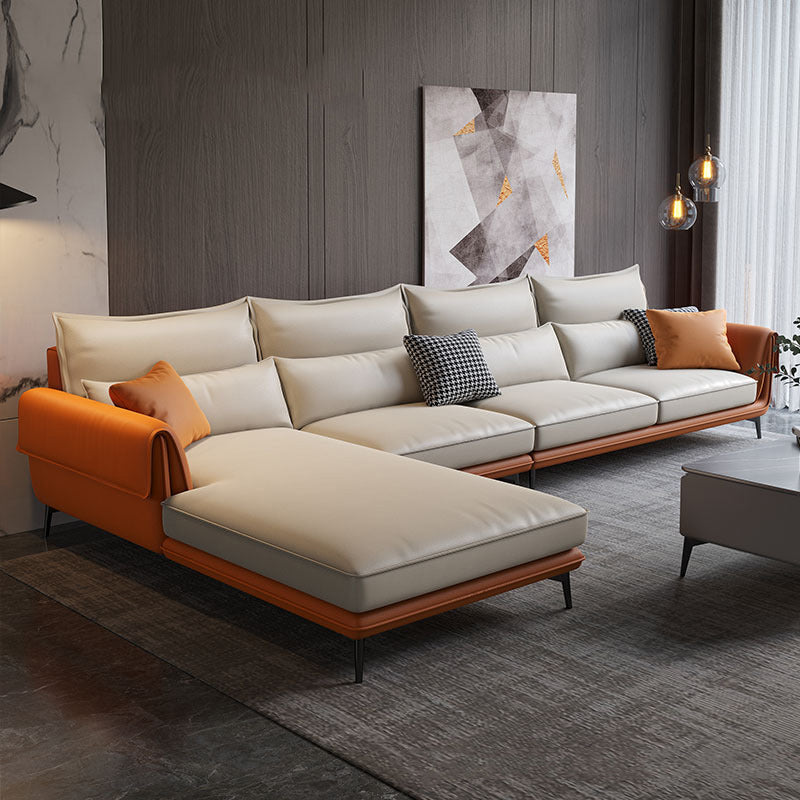 Modern Faux Leather Sectioanl with Pillow Back and Pillow Top Arms