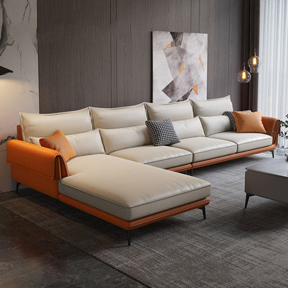 Modern Faux Leather Sectioanl with Pillow Back and Pillow Top Arms