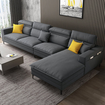 Linen Contemporary Cushions Sofa & Chaise Cushion Back Square Arm Sofa Right Clearhalo 'furn' 'furn_sectionals' 'Furniture' 'Living Room Furniture' 'Sectionals' 5822845