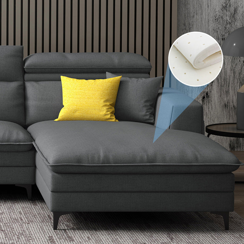 Linen Contemporary Cushions Sofa & Chaise Cushion Back Square Arm Sofa Clearhalo 'furn' 'furn_sectionals' 'Furniture' 'Living Room Furniture' 'Sectionals' 5822849