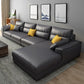 Faux Leather Sectional with 4 Pillows Back and Square Arm for Living Room