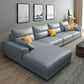 Faux Leather Sectional with 4 Pillows Back and Square Arm for Living Room