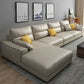 Faux Leather Sectional with 4 Pillows Back and Square Arm for Living Room