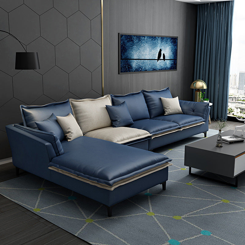 126,38 pollici. Sezionali in pelle finta del braccio top cuscino con cuscini posteriori