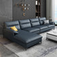 Contemporary Sectional with Pillow Top Arm Faux Leather Sectional in Blue