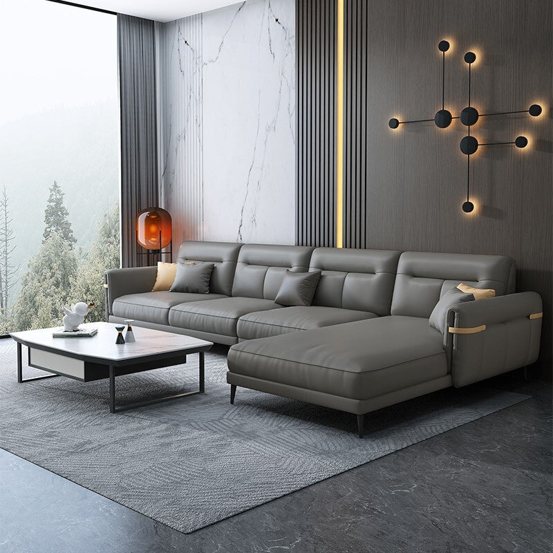 Stain-Resistant Sectionals,136" L Faux Leather Sectional with Chaise