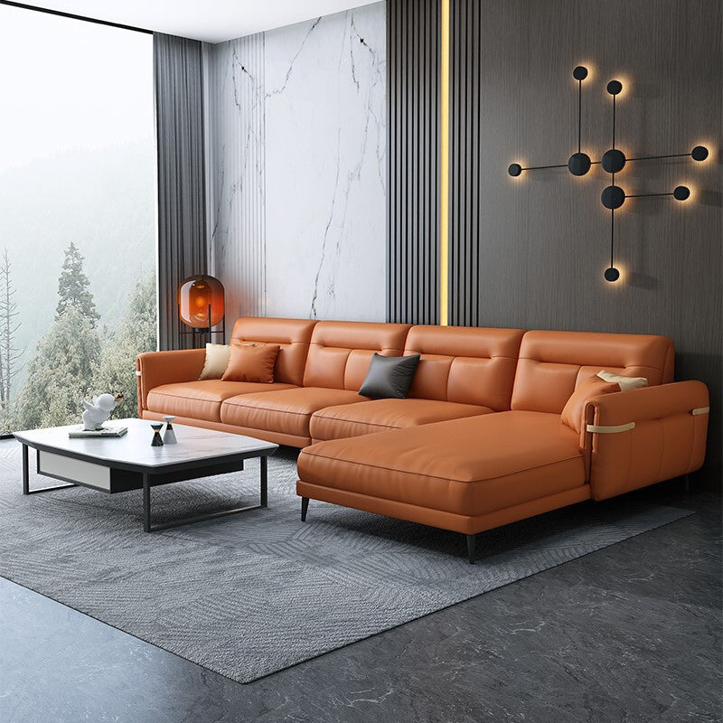 Stain-Resistant Sectionals,136" L Faux Leather Sectional with Chaise