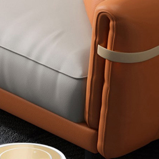 Sezioni resistenti alle macchie, 136 "L Fuco in pelle sezionale con chaise