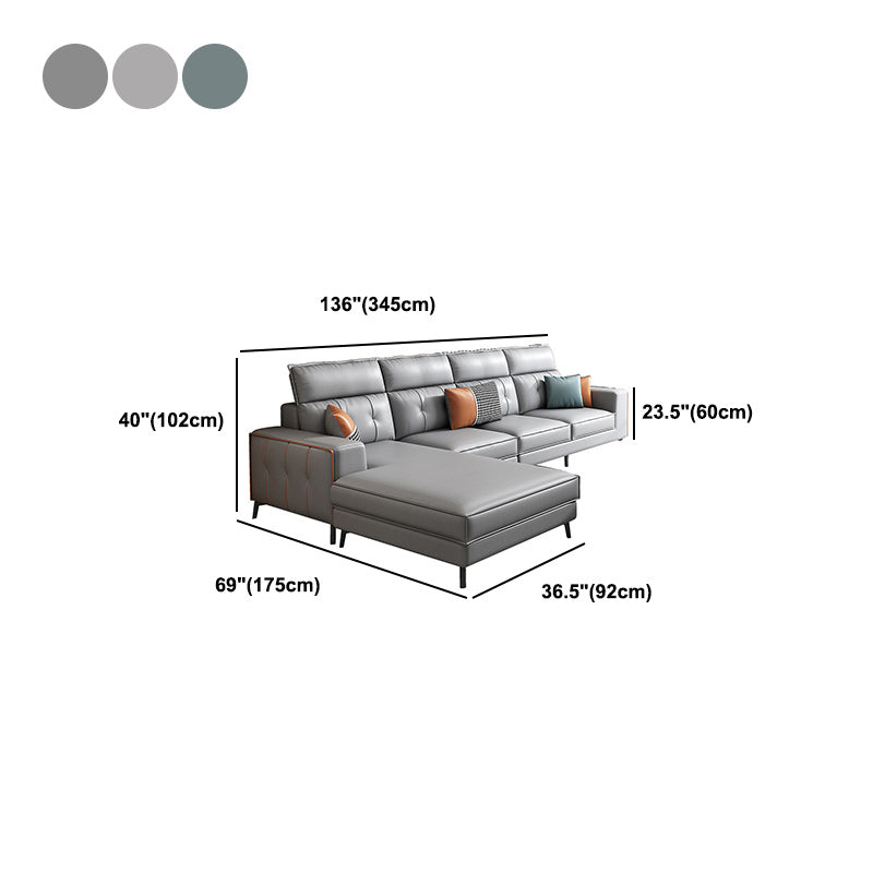 4 sezioni a cuscino, 135,8 'l x 68,90 "O, divano sezionale in pelle finta per soggiorno