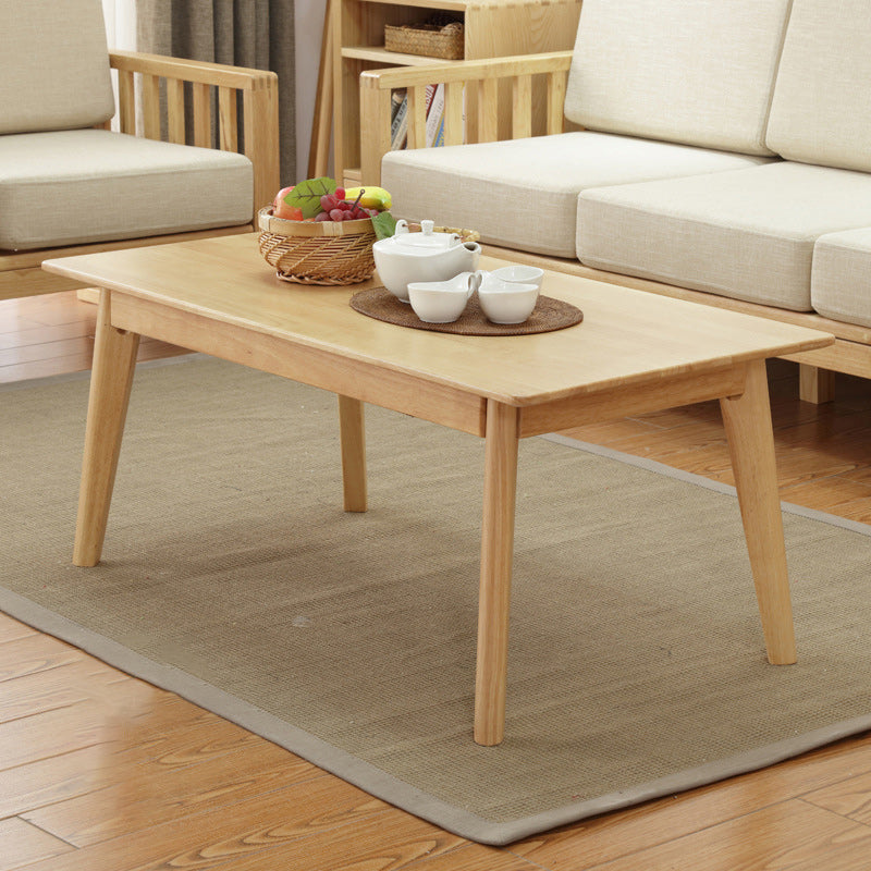 Scandinavian Solid Wood Coffee Table with 4 Legs Coffee Cocktail Table Natural Drawer Not Included Clearhalo 'Coffee & Accent Tables' 'Coffee Tables' 'coffee_tables' 'furn' 'furn_coffee_tables' 'Furniture' 'Living Room Furniture' 5823152