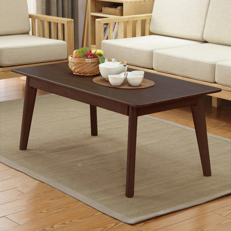 Scandinavian Solid Wood Coffee Table with 4 Legs Coffee Cocktail Table Walnut Drawer Not Included Clearhalo 'Coffee & Accent Tables' 'Coffee Tables' 'coffee_tables' 'furn' 'furn_coffee_tables' 'Furniture' 'Living Room Furniture' 5823153