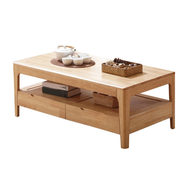 Scandinavian Solid Wood Coffee Table with 4 Legs Coffee Cocktail Table Clearhalo 'Coffee & Accent Tables' 'Coffee Tables' 'coffee_tables' 'furn' 'furn_coffee_tables' 'Furniture' 'Living Room Furniture' 5823154