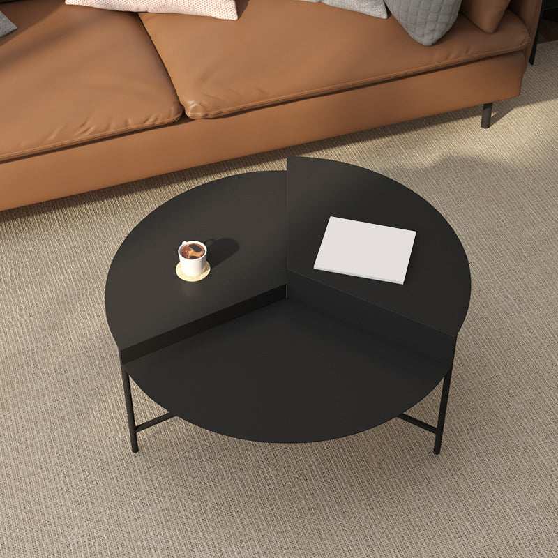 Mid-Century Modern Iron Cocktail Table with 3 Metal Legs and Round Top Black Clearhalo 'Coffee & Accent Tables' 'Coffee Tables' 'coffee_tables' 'furn' 'furn_coffee_tables' 'Furniture' 'Living Room Furniture' 5823184