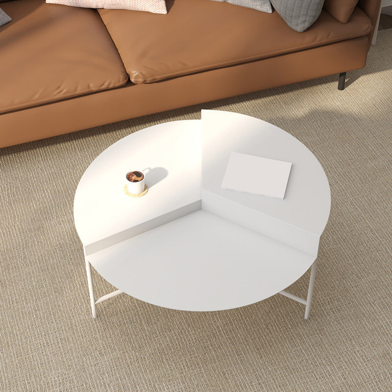 Mid-Century Modern Iron Cocktail Table with 3 Metal Legs and Round Top White Clearhalo 'Coffee & Accent Tables' 'Coffee Tables' 'coffee_tables' 'furn' 'furn_coffee_tables' 'Furniture' 'Living Room Furniture' 5823185