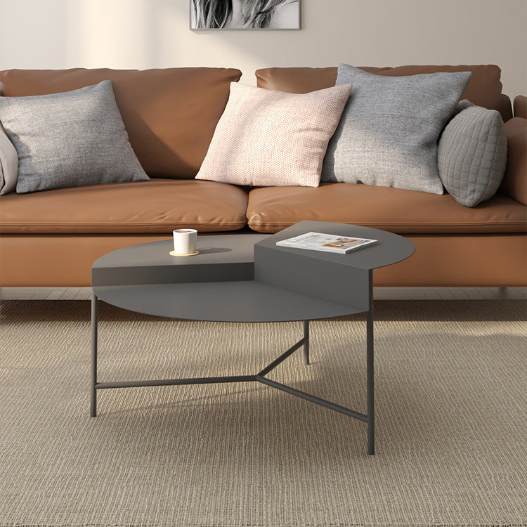 Mid-Century Modern Iron Cocktail Table with 3 Metal Legs and Round Top Clearhalo 'Coffee & Accent Tables' 'Coffee Tables' 'coffee_tables' 'furn' 'furn_coffee_tables' 'Furniture' 'Living Room Furniture' 5823194