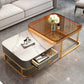 Mesa de centro de 17,72" de alto estilo Glam, mesa de cóctel con estructura metálica y 2 mesas de centro nido