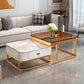 Mesa de centro de 17,72" de alto estilo Glam, mesa de cóctel con estructura metálica y 2 mesas de centro nido