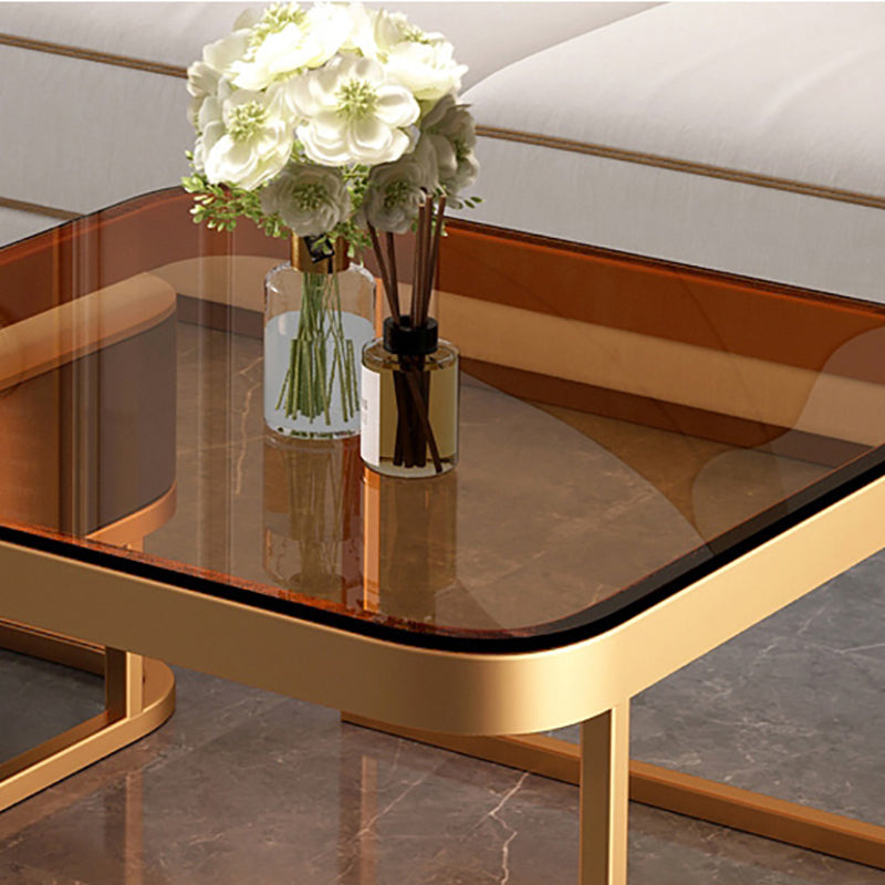 Mesa de centro de 17,72" de alto estilo Glam, mesa de cóctel con estructura metálica y 2 mesas de centro nido
