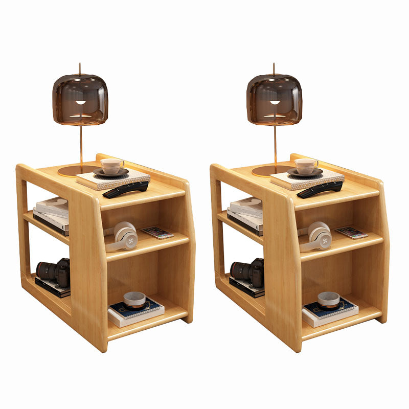 Tavolo laterale in legno/ardesia moderno in legno/ardesia da 20,5 "tavolo da estremità alto con ripiani