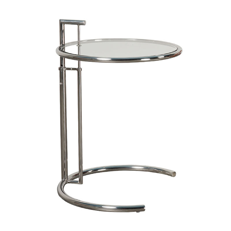 Tableau supérieur en verre rond moderne 26,4 "Table d'appoint en acier inoxydable C