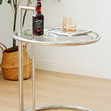 Tableau supérieur en verre rond moderne 26,4 "Table d'appoint en acier inoxydable C