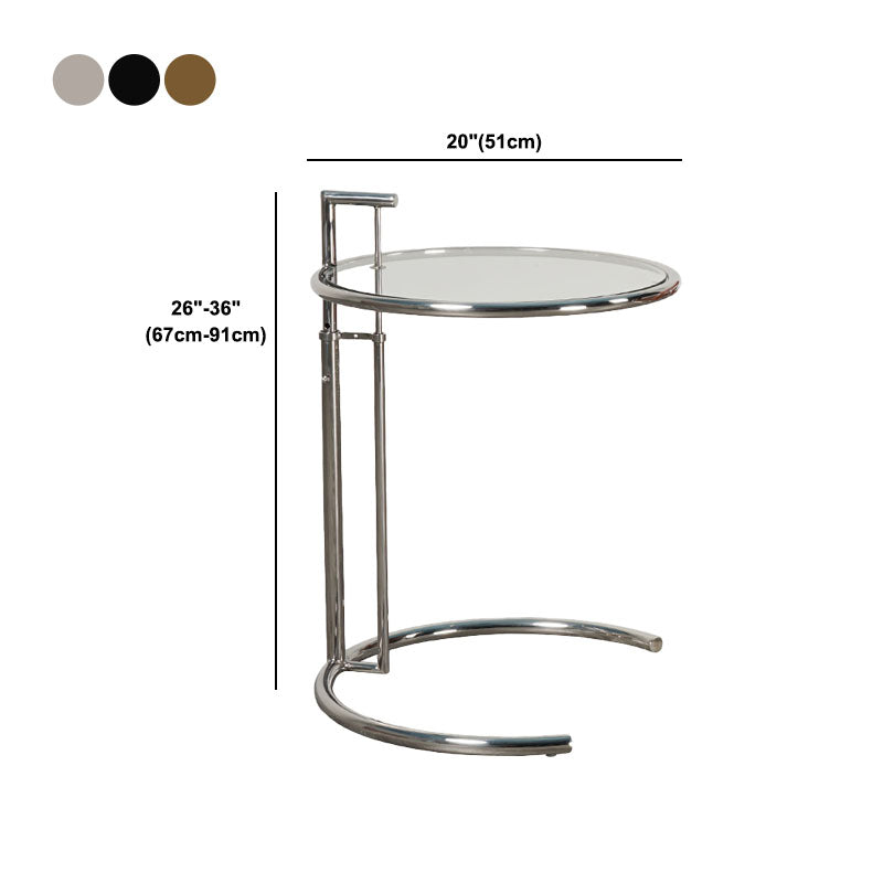 Tableau supérieur en verre rond moderne 26,4 "Table d'appoint en acier inoxydable C
