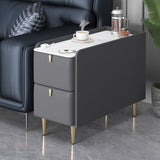 Tavola del lato superiore in ardesia rettangolare moderna 23.6 "Fine 4 gambe in metallo alto 4 gambe con 2 cassetti