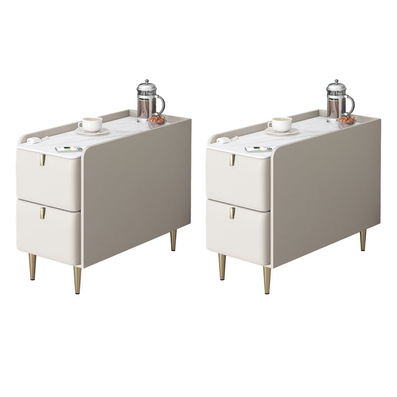 Tavola del lato superiore in ardesia rettangolare moderna 23.6 "Fine 4 gambe in metallo alto 4 gambe con 2 cassetti