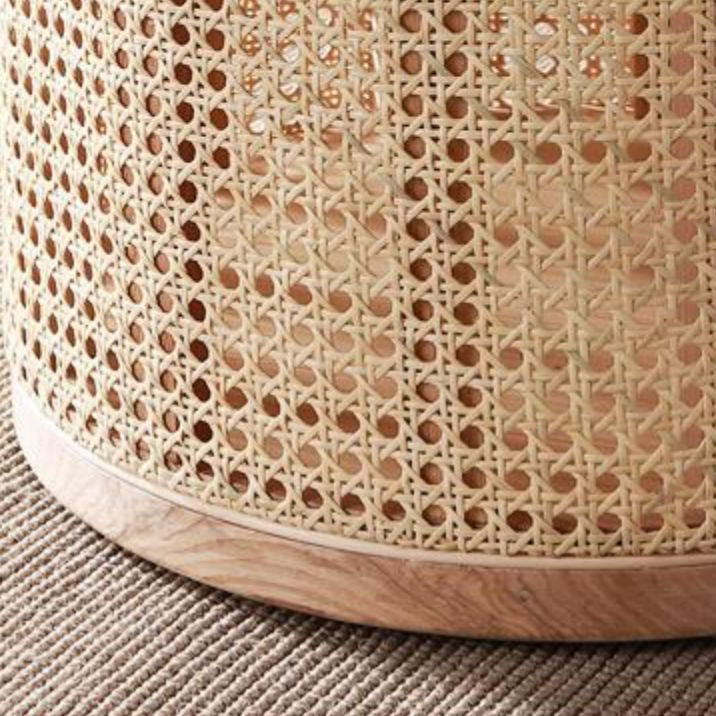 17.7" Tall Solid Wood Round Top Side Table Drum Base End Table with Storage