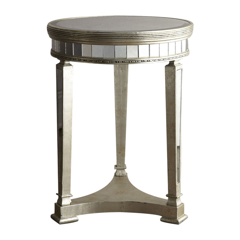 Mesa lateral superior de vidrio redondo de 23.6 "de altura Mada de 3 patas con estante