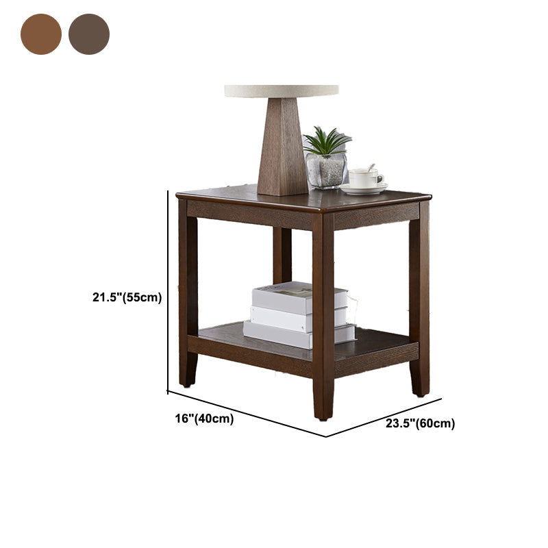 Table d'appoint supérieur carré / rectangle moderne Table de bout à 4 jambes en bois avec étagère