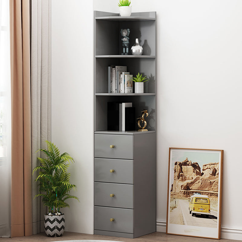 73,23 "Alta cassetta angolare a 4 cassetti, cassa di accento di legno con ripiani