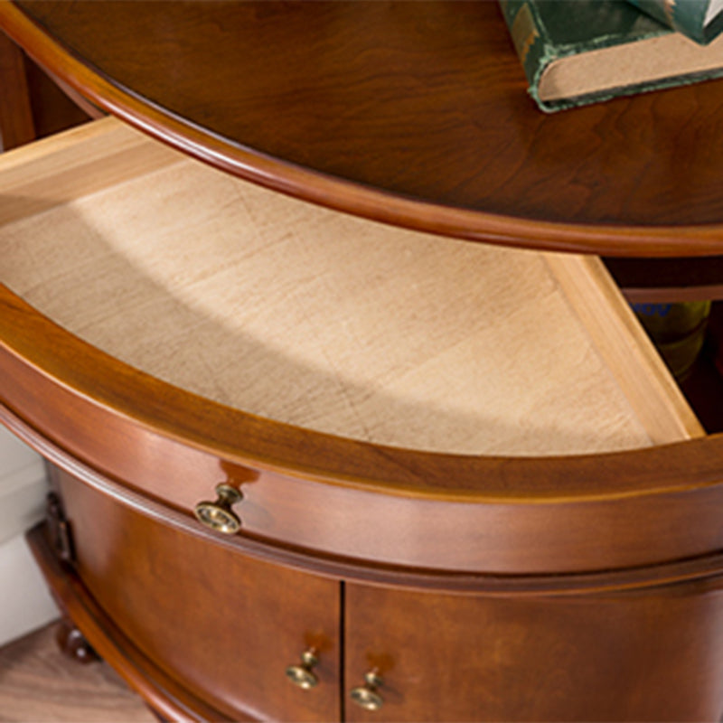 Mid-century Modern Brown Corner Cabinet, Wooden Accent Cabinet with Shelves Clearhalo 'Cabinets & Chests' 'cabinets_chests' 'furn' 'furn_cabinets_chests' 'Furniture' 'Living Room Furniture' 5826197