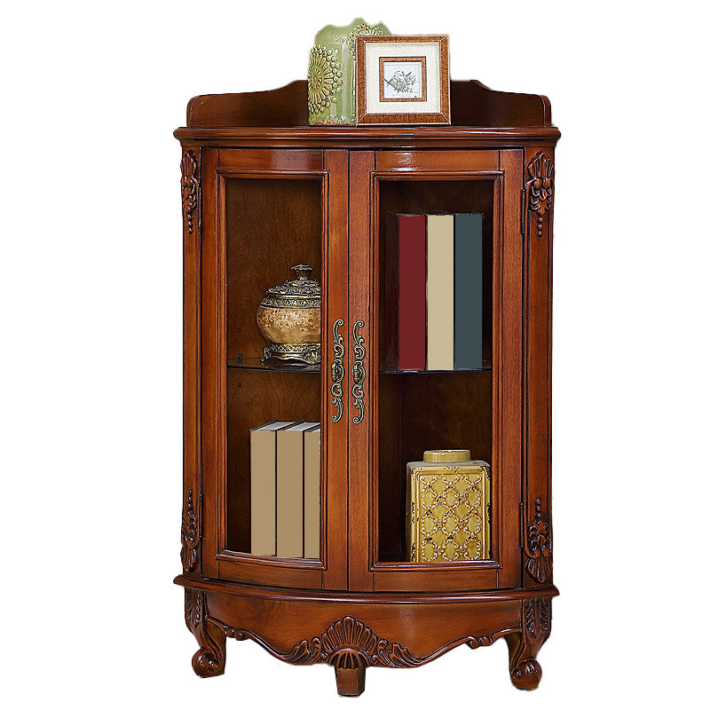 Mid-century Modern Brown Corner Cabinet, Wooden Accent Cabinet with Shelves Clearhalo 'Cabinets & Chests' 'cabinets_chests' 'furn' 'furn_cabinets_chests' 'Furniture' 'Living Room Furniture' 5826198