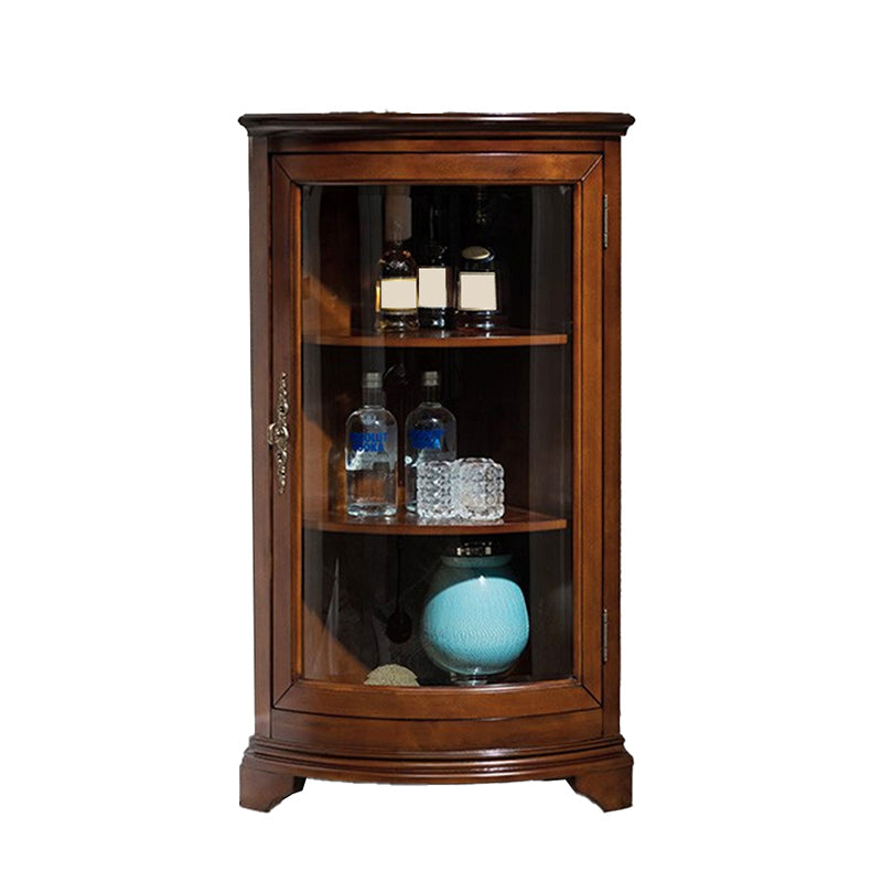 Mid-century Modern Brown Corner Cabinet, Wooden Accent Cabinet with Shelves Clearhalo 'Cabinets & Chests' 'cabinets_chests' 'furn' 'furn_cabinets_chests' 'Furniture' 'Living Room Furniture' 5826199