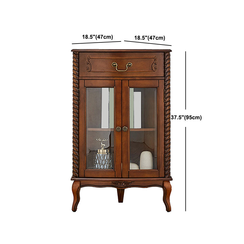 Mid-century Modern Brown Corner Cabinet, Wooden Accent Cabinet with Shelves Clearhalo 'Cabinets & Chests' 'cabinets_chests' 'furn' 'furn_cabinets_chests' 'Furniture' 'Living Room Furniture' 5826203